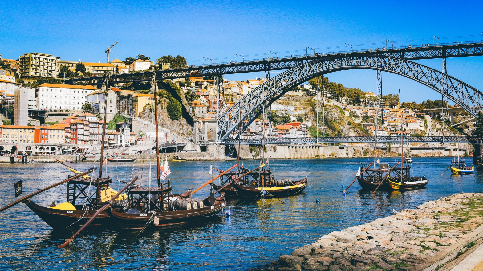 Porto background of river and boats.