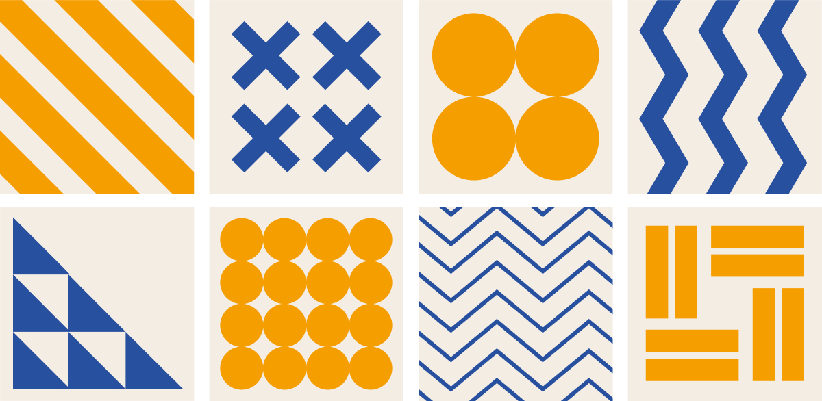 Detail of the WCEU new brand design showing some tiles with geometric patterns.