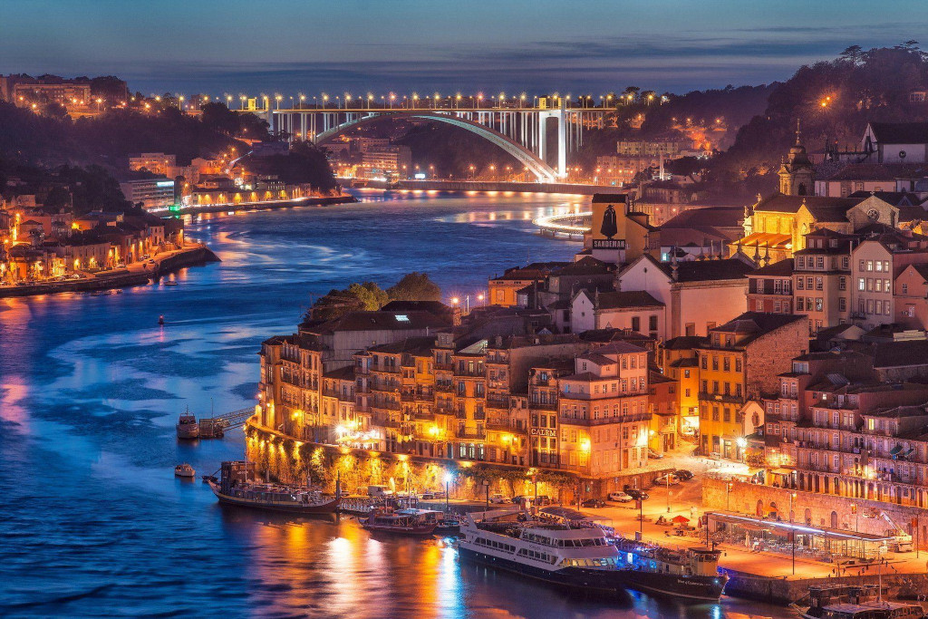 Porto and the Douro river by night