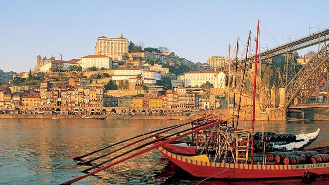 Rabelo boats on the Douro river in Porto