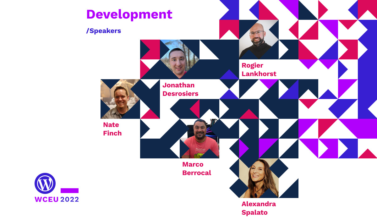 Speakers on the topic Development, with Alexandra Spalato, Rogier Lankhorst, Jonathan Desrosiers, Nate Finch and Marco Berrocal